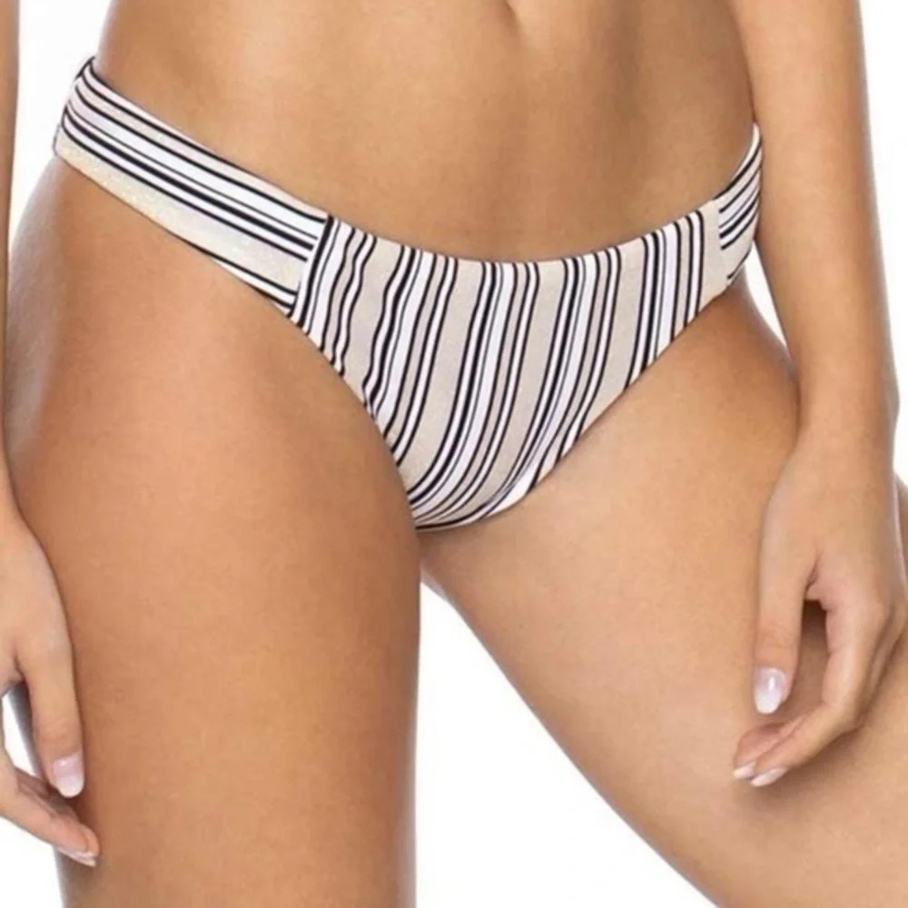 New Pilyq Harbour Stripe Hipster Bikini Bottom Full Coverage